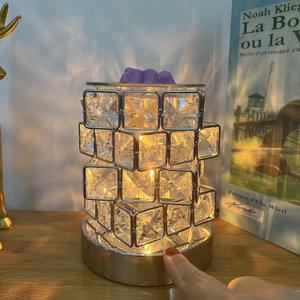 Lámpara de <span class=keywords><strong>Cristal</strong></span> Cuadrada, Cubo Mágico, Mineral Metálico, Cristales Naturales Ligeros, Lámpara de Mesa para <span class=keywords><strong>Hotel</strong></span> o Mesita de Noche - Product Image 3