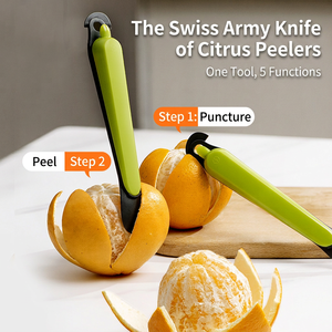 Ensemble de 2 éplucheurs d'agrumes, éplucheur d'orange et couteau à pamplemousse en acier inoxydable 420 avec extracteur de pépins pour une préparation facile des fruits en cuisine - Product Image 2