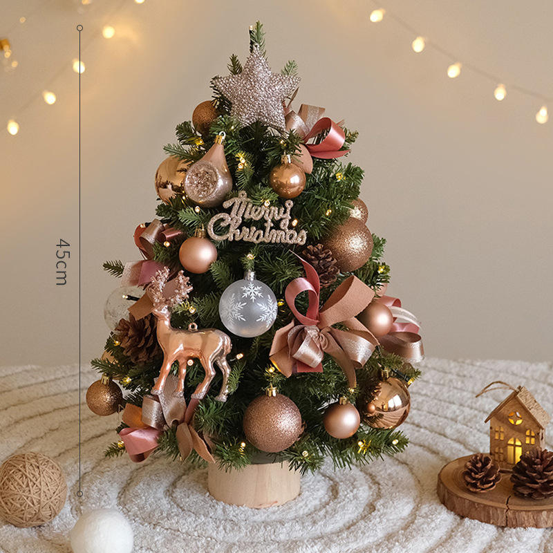 Pe christmas tree with lights-45cm champagne gold elk green