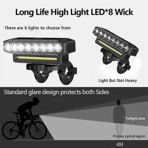 Lampes de <span class=keywords><strong>vélo</strong></span> durables, rechargeables par USB, pour la conduite nocturne en VTT, éclairage puissant avec klaxon, <span class=keywords><strong>équipement</strong></span> de cyclisme - Product Image 3