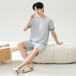 <span class=keywords><strong>Pigiama</strong></span> da <span class=keywords><strong>uomo</strong></span> LONGD casual alla moda a <span class=keywords><strong>maniche</strong></span> <span class=keywords><strong>corte</strong></span> e pantaloncini, per tutte le stagioni, in 100% poliestere lavorato a maglia, traspirante e ad asciugatura rapida - Set completo - Product Image 1