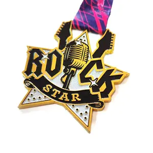 Custom Made Engraved Metal Finisher Medal Running DIVA Souvenir Gold Medal Free Design Rock Star Medals