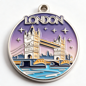 Medalla de Esmalte Duro del Puente de la Torre de Londres, Recuerdo Plateado Circular con Temática de Viajes, Artesanía de Aleación de Zinc - Product Image 3