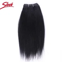 Lot de 3 mèches de tissage lisses Kinky Yaki péruviennes, noir naturel, brun 4 #   Extensions de cheveux Remy courtes à pointes pleines à coudre, couleur plus foncée, Chine continentale