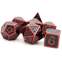 Pour Udixi Logo personnalisé RPG donjons et dragons ensemble dés polyédriques en métal creux avec émail rouge et noir emballés dans une boîte en métal