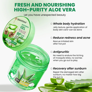 Gel de <span class=keywords><strong>Aloe</strong></span> <span class=keywords><strong>Vera</strong></span> y Baba de Caracol Santino 99% al por Mayor de Fábrica, Reparador de Quemaduras Solares, Eliminador de Acné, Gel Hidratante Facial y Corporal Refrescante - Product Image 2