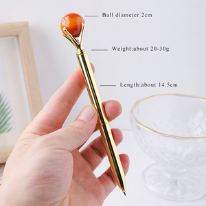 Penna di Cristallo con Sfera da 2cm, Elegante Strumento di <span class=keywords><strong>Scrittura</strong></span> con <span class=keywords><strong>Pietre</strong></span> Preziose, Quarzo Rosa e Ametista per Ufficio, Scuola e Regalo - Product Image 2