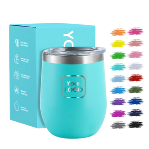 Bicchiere Termico a Forma di Uovo in Acciaio Inox 12oz con Logo Personalizzato, Doppia Parete Isolata, Rivestimento in Polvere, Coperchio in Plastica, Adatto per Acqua Bollente - Product Image 1
