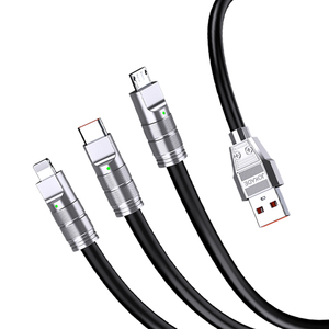 Cable de Carga 3 en 1 Jokade, USB a Lightning, Tipo C, Micro USB, 1.2m, 3A, Negro, Sincronización Rápida para Teléfonos y Tabletas - Product Image 2