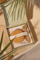 Ensemble Brosses Corporelles en Bois Exfoliantes à Poils Naturels Peau Douce avec Logo Personnalisé, Incluant 1 Brosse Sèche Visage et 1 Brosse Corporelle