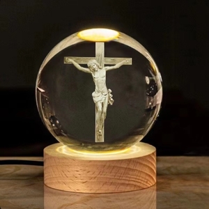 Đèn ngủ pha lê khắc laser <span class=keywords><strong>3D</strong></span> hình Đức Mẹ Maria, sử dụng nguồn <span class=keywords><strong>USB</strong></span>, quà tặng tôn giáo hoàn hảo cho phụ nữ, mẹ, trang trí bàn làm việc, phòng ngủ - Product Image 2