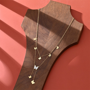 Collar de perlas de mariposa de doble capa que no se desvanece transfronterizo accesible de lujo nuevo Yiwu Chinoiserie joyería de moda inoxidable - Product Image 6