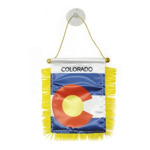 Bandera Personalizada de Colorado <span class=keywords><strong>para</strong></span> el 150 Aniversario, Mini Bandera de 10x15cm <span class=keywords><strong>para</strong></span> Ventana de Auto, con Ventosa, Bandera del Estado de CO con Flecos Decorativos, de Poliéster - Product Image 1