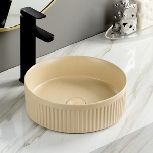 Lavabo ovale en céramique coloré Lavabo évier Style traditionnel <span class=keywords><strong>noir</strong></span> mat Art comptoir glaçure meubles de salle de bain - Product Image 6