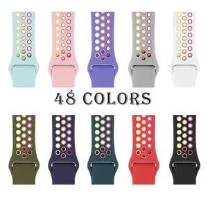 כפול צבע רך גומי ספורט לנשימה חכם שעון להקת עבור אפל שעון 8 7 סיליקון רצועת עבור iwatch 40mm צמיד