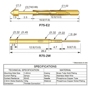Pogo Pin Kiểm Tra Đầu Dò Pin Và Ổ Cắm 2.5Mm Đường Kính Ngoài Lò Xo Nạp Pin Tiếp Xúc - Product Image 4