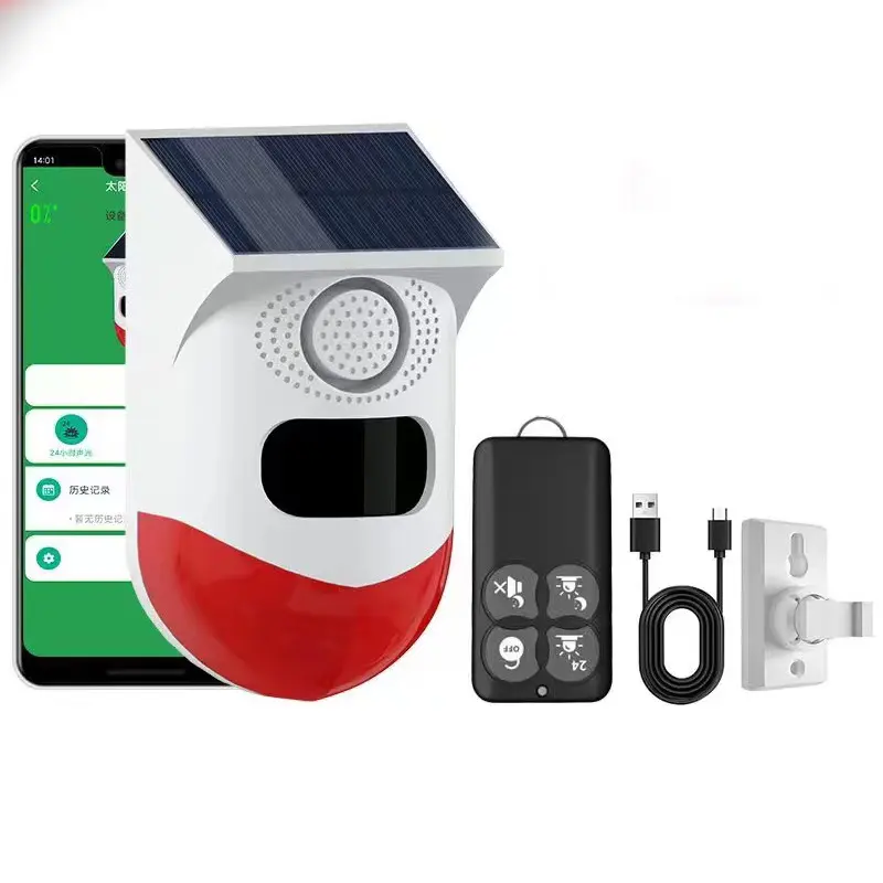 Tuya Smart WIFI Solar Siren Outdoor Wireless PIR Anti Theft Alarm Security Light Motion Sensor Solar Alarm With Remote