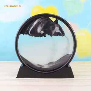 Moving Sand Art Picture Round Glass 3d Deep Sea Sandscape In Motion Display Flowing Magic Sand Frame For Craft Gift