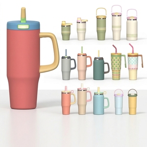 Vaso de Café Personalizado 2 en 1, Nuevo Diseño, 18/25/32/40/52 oz, con Estampado Floral, de Acero Inoxidable, para Exteriores y Automóvil, con Asa - Product Image 3