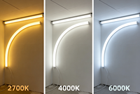 360 °   Tube lumineux LED flexible rond néon 1700lm, blanc réglable, bande néon 3D pliable, DC24V IP67 pour décoration d'exposition/plafond/bureau