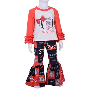 Servicio OEM Personalizado, Conjunto de Pantalones con Estampado de Campana y Volantes de Manga Larga para Niñas, 2 Piezas, Spandex/Algodón Orgánico, Estilo Inglés - Product Image 5