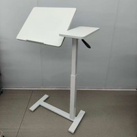 Table de bureau réglable en hauteur hydraulique, réversible et mobile Kingpower, avec roulettes, pour ordinateurs (matériau MDF)