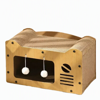Canapé pour chat et griffoir combinés : Lit en bois pour chat avec housse amovible et lavable, design respirant, rafraîchissant et résistant aux morsures