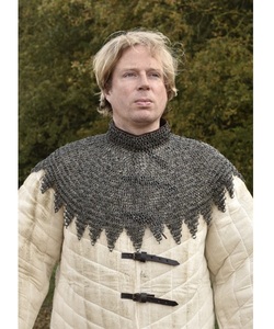 Armure de chevalier de haute qualité en maille de chaîne, anneaux ronds rivetés, finition naturelle, sangles en cuir, boucles, fabrication artisanale - Product Image 1