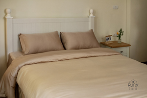 Housse de matelas moderne couleur crème unie en viscose de bambou biologique premium 300TC, douce pour la peau et anti-allergie - Product Image 3