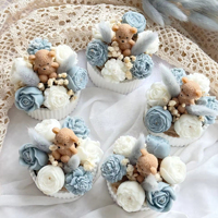 Bougie parfumée en forme d'ours et de bouquet de fleurs, décoration créative pour la maison, cadeau d'anniversaire parfait
