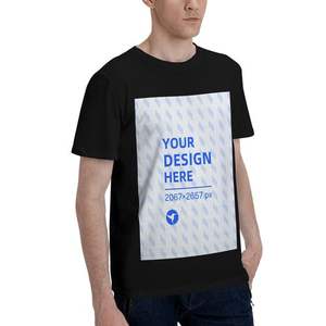 Camiseta personalizada de algodón con cuello redondo de 180g para hombre, ropa de calle de manga corta, estilo DIY, impresión Digital, logotipo, patrón sólido, diseño cuadrado tejido - Product Image 3