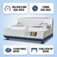 Machine de préparation et de polissage de spécimens métallographiques de bureau automatique en acier inoxydable YM-2A, manuelle, à 2 vitesses, à double disque, avec robinet