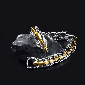 Pulsera de Dragón de Aleación Chapada en Oro y Plata de Alta Gama, Estilo Vintage, Unisex, para Hombre, Amuleto de Buena Suerte - Product Image 5