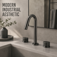 Robinet de lavabo haut de gamme anti-traces de doigts, mitigeur de lavabo à double poignée, robinet de lavabo de salle de bain, design à poignée moletée