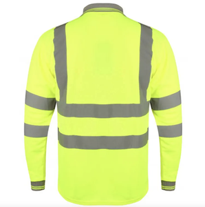 Venta al por mayor de encargo de los hombres de manga larga de alta visibilidad Polos 100% poliéster reflectante transpirable nivel D protección ropa de alta seguridad - Product Image 3