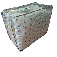 Sac de rangement transparent en PVC durable avec cadre métallique et poignée à cordon de serrage estampée à chaud pour couettes, couvertures et oreillers