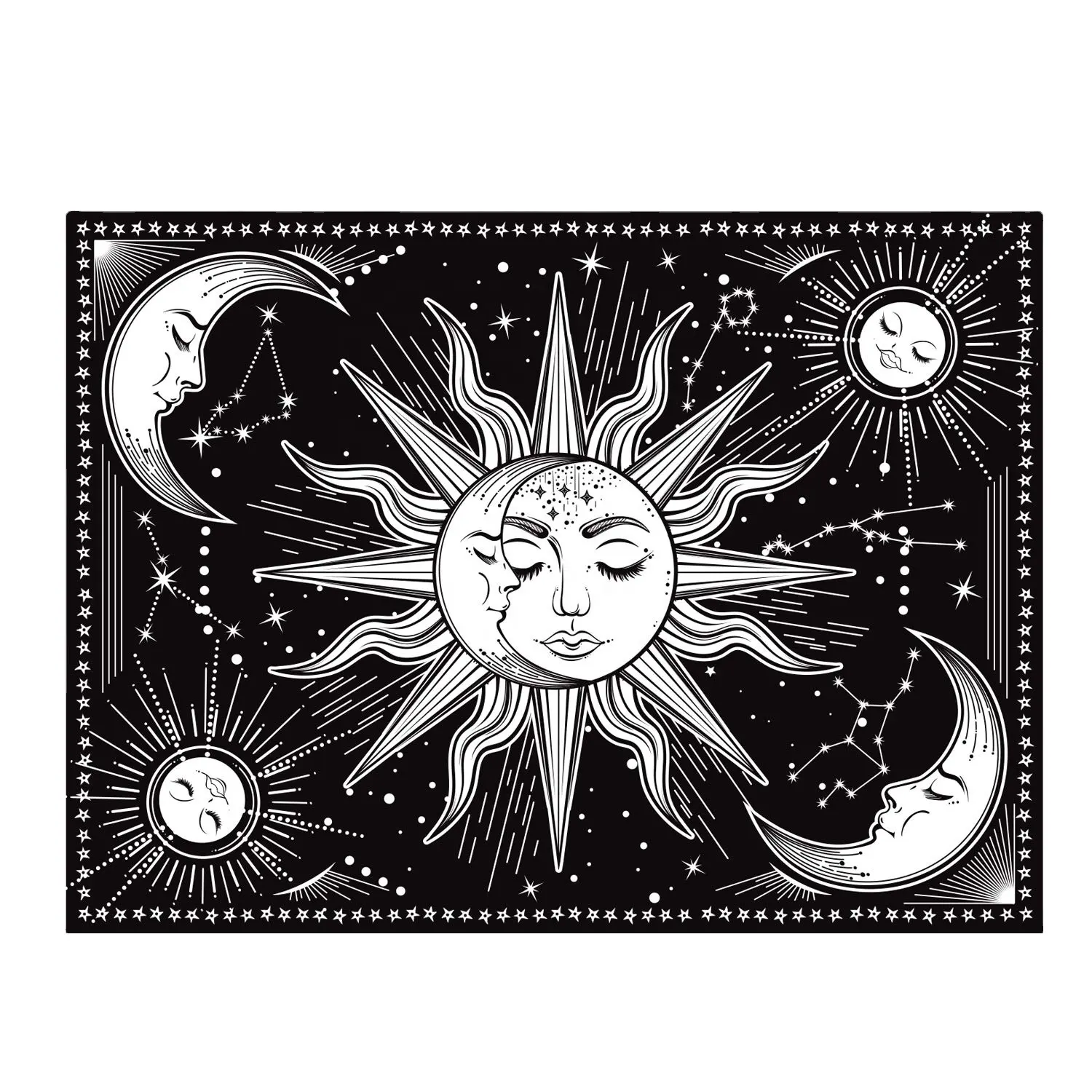 Custom Logo Printed Wall Hanging Tapestry for room decor Sun and Moon
