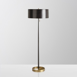 Hiện đại màu đen và vàng Đèn sàn kim loại trống Shade với Brass Vòng cơ sở - Product Image 4