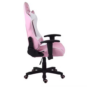 <span class=keywords><strong>Silla</strong></span> de Juego Ergonómica Giratoria Moderna para Niños con Base de Cinco Estrellas en Cuero Blanco y Rosa, Reposapiés de Hierro para Gamers - Product Image 6