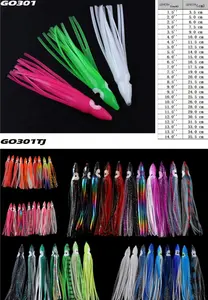 SUPERIORFISHING Hoochie Polvo saia de polvo 1.5"-16 polegadas isca de pesca de lulas PVC saia luminosa isca de pesca GO301