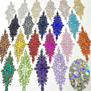 แผ่นคริสตัลติดเสื้อผ้าแบบแบน ยี่ห้อ <span class=keywords><strong>Shion</strong></span> Glass Appliques  แบบติดกาว  ประดับด้วยเพชรหลากสี สำหรับงานแต่งงาน - Product Image 1