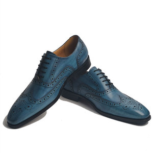 2025 nuovo arrivo elegante confortevole scarpa da <span class=keywords><strong>uomo</strong></span> in vera pelle in pizzo Brogue stampata punta <span class=keywords><strong>blu</strong></span> Business autunno/inverno - Product Image 2