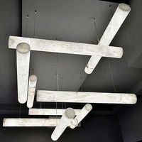 Lámpara Colgante SUMATRA, Elegante Lámpara de Araña para Decoración del Hogar, Atelier Alain Ellouz, Alabastro Cilíndrico