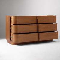 Commode à 6 tiroirs en bois de noyer de couleur moderne et durable pour la chambre à coucher