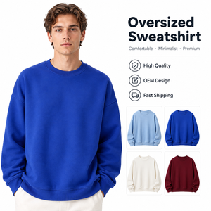 Sweat-shirt unisexe de couple premium épais 450 GSM, coupe oversize, col rond, doublure polaire, anti-boulochage, épaules tombantes - Product Image 1