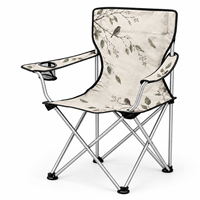 Chaise de camping portable en gros avec porte-gobelet latéral et logo et motif personnalisés pour l'observation des oiseaux en extérieur