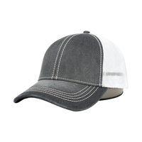 Casquette de baseball unisexe en jean délavé à 6 panneaux avec dos en maille et visière incurvée, style vintage, pour le quotidien et le streetwear en extérieur