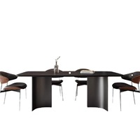Ensemble table et chaises de salle à manger en pierre frittée noire, style italien moderne minimaliste, rectangulaire, vintage, petit appartement, style Wabi-Sabi