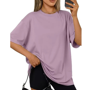 2026 Spring New Short Sleeved Women's T-shirt Loose Plaid Knitted Breathable 100% Cotton Versatile Style - Product Image 6
