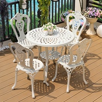 Vente en gros d'usine : Ensemble de salle à manger d'extérieur en aluminium moulé de style européen antique, table et chaises de jardin/patio sculptées vintage